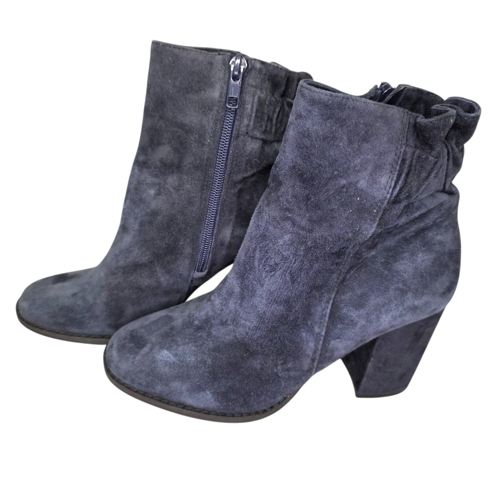 Arturo Chiang Rakel Suede Leather Ankle Booties Size 6 Navy